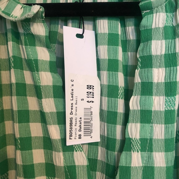 BB Dakota Picnic Ready Green Gingham Dress - size small - Picture 2 of 5